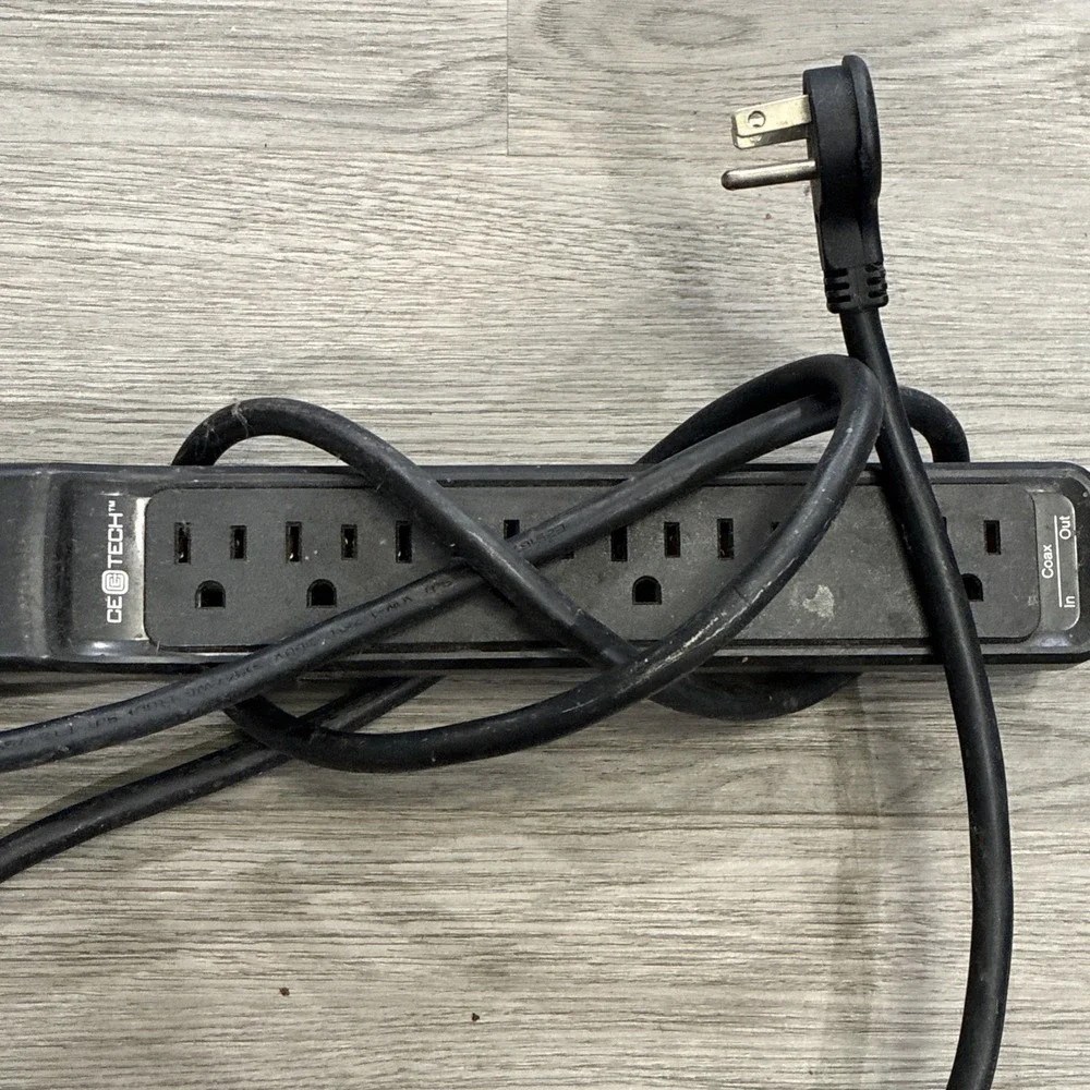 Commercial Electric 6ft HDC706C Surge Protector With Coax Black